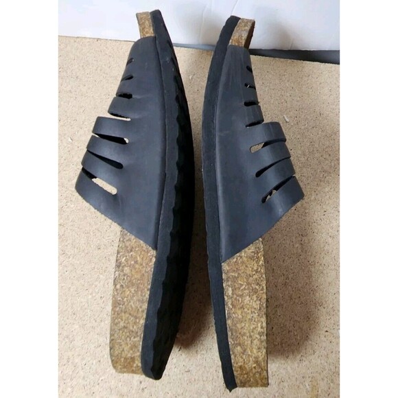 White Mountain Sandals Womens Footbeds Slides Slip‎ On Black Leather Casual - Picture 5 of 10